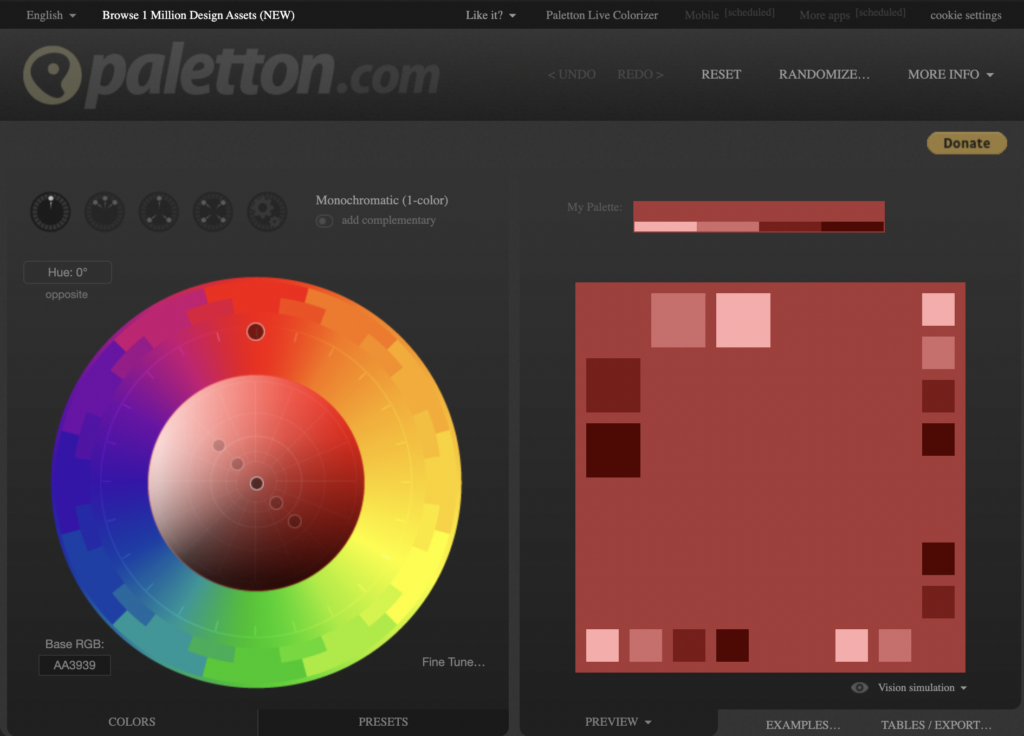 Paletton Colour Wheel
