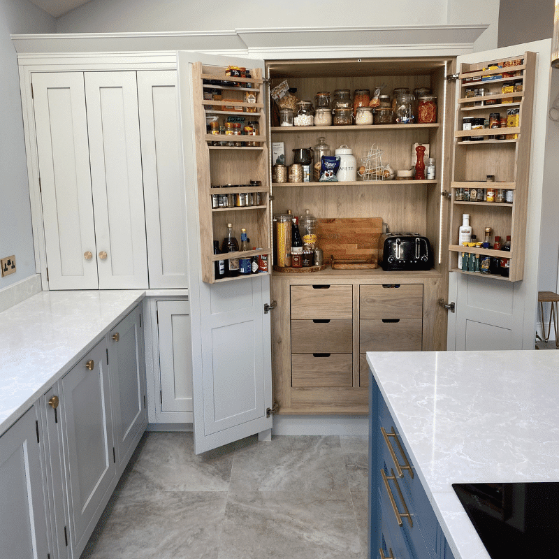 white and wood kitchen cupboards