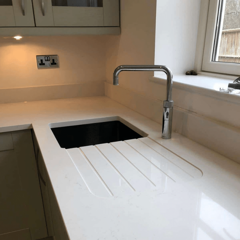 White Kitchen Sink and Worktop