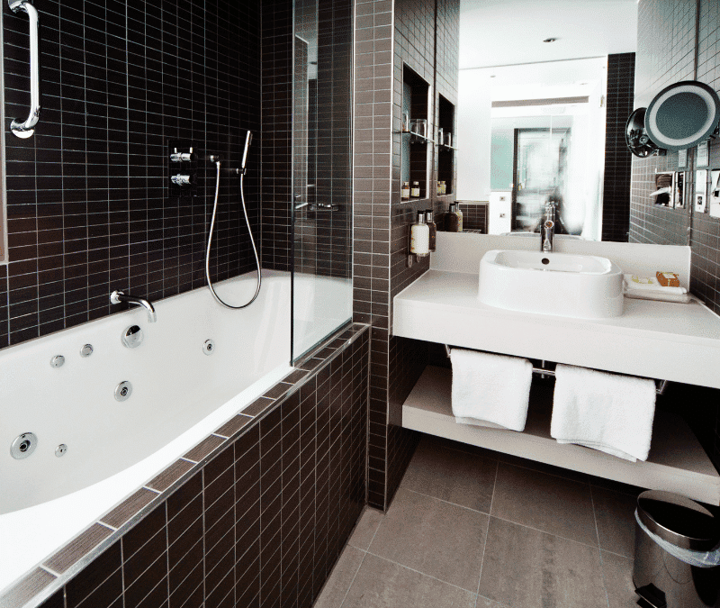 Hotel stone sink area